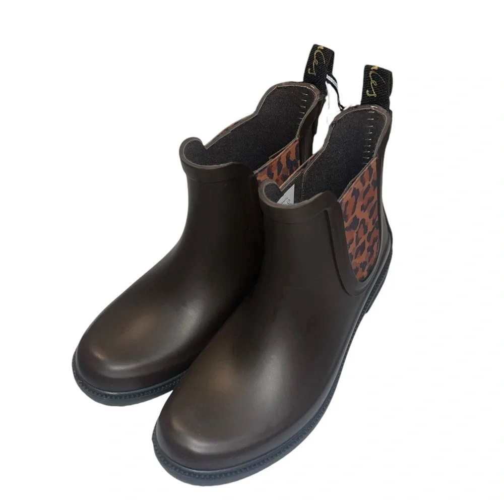 🌟NWT🌟 Joules Rutland Chelsea Brown Rubber Ankle Rain Boots
